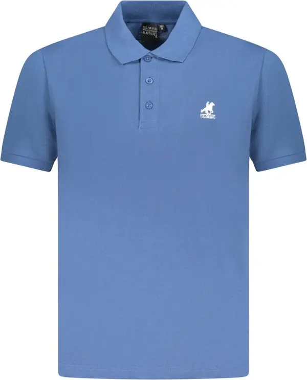 Blue Cotton Men Polo Shirt