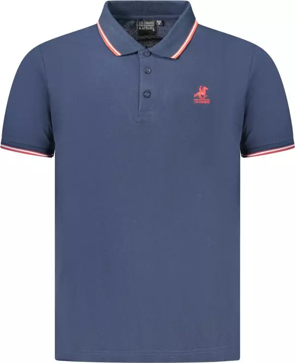 Blue Cotton Men Polo