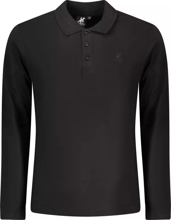 Black Cotton Men Polo Shirt