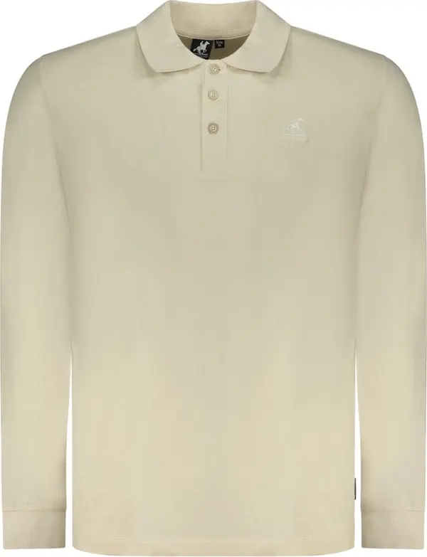 Beige Cotton Men Polo Shirt