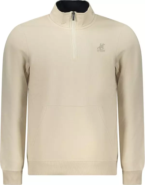 Beige Polyester Men Sweatshirt