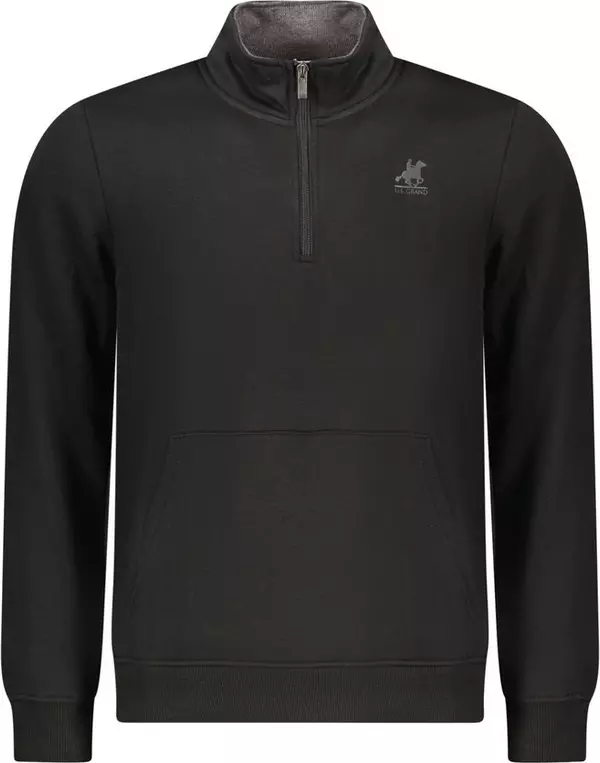 Black Polyester Men Sweatshirt
