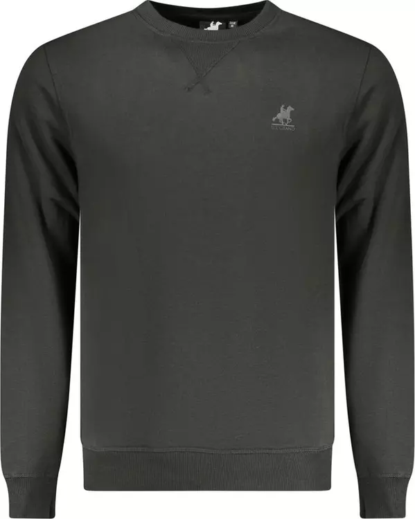 Black Polyester Men Sweatshirt