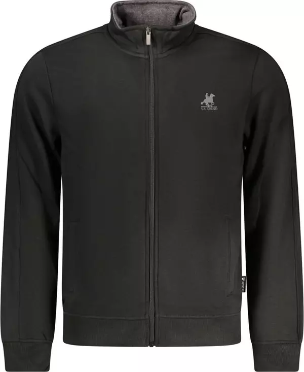 Black Cotton Men Sweatshirt