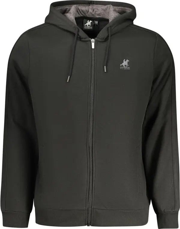 Black Cotton Men Hoodie