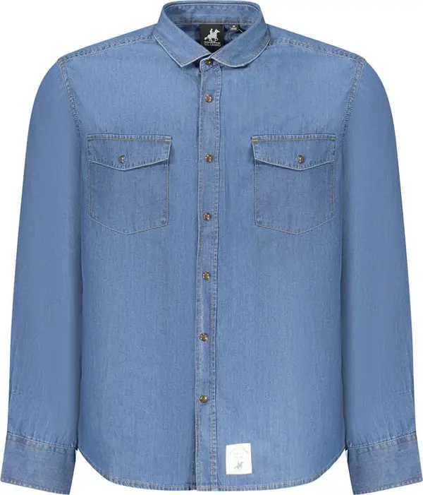 Blue Cotton Men Shirt