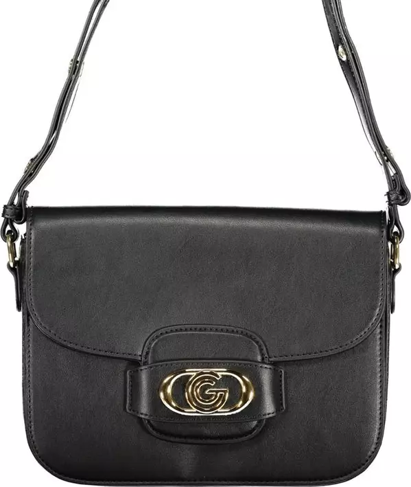 Black Polyurethane Women Handbag