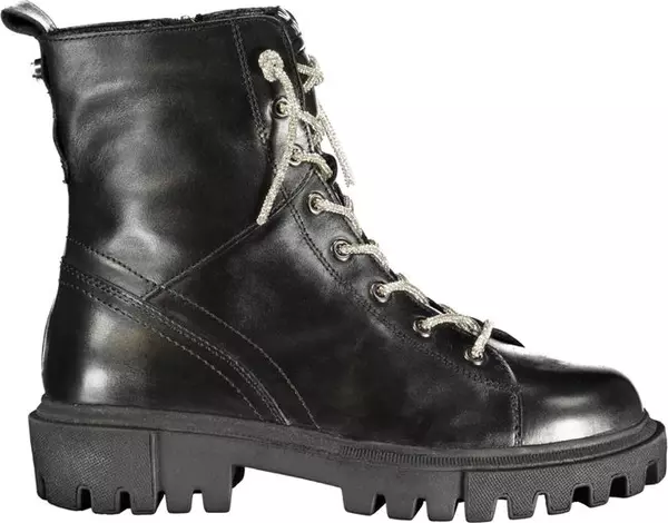 Black Leather Women Ankle Boot