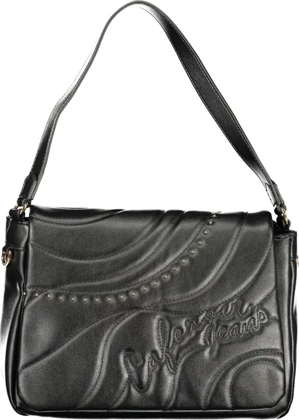 Black Polyurethane Women Shoulder Bag