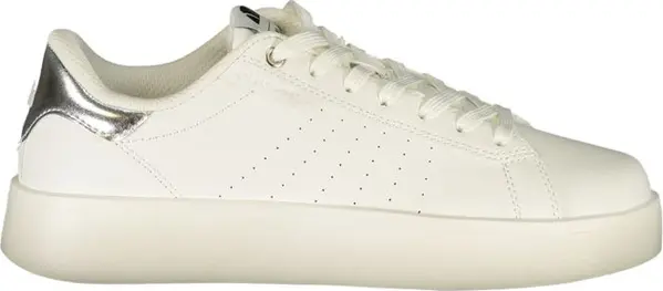White Polyurethane Women Sneaker