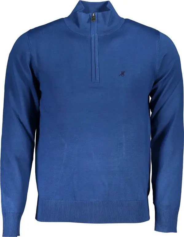 Blue Viscose Men Sweater