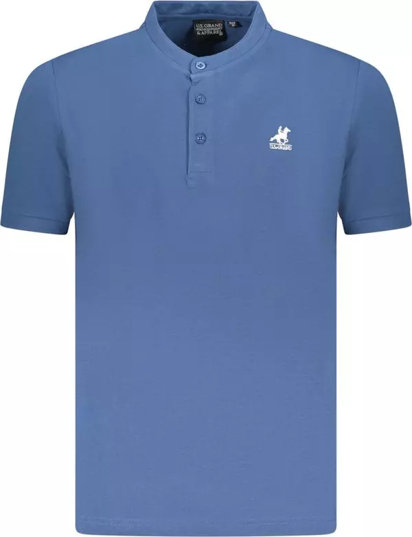 Blue Cotton Men Polo Shirt
