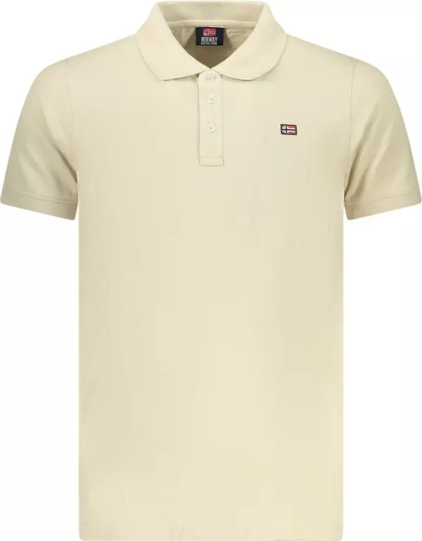Beige Cotton Men Polo Shirt