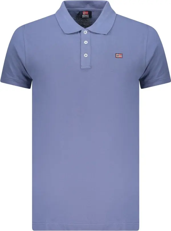 Blue Cotton Men Polo
