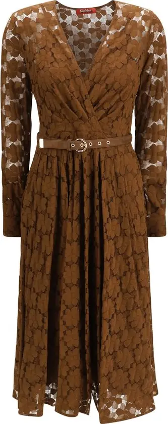 Brown Polyamide Casual Dress