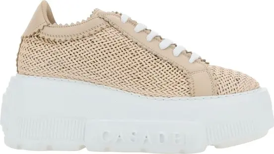 Beige Other Fibres Platform Sneakers