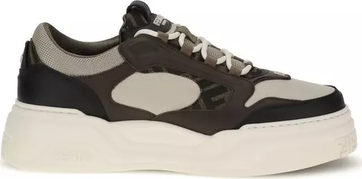Black Calf Leather Bos Taurus Chunky Sneakers