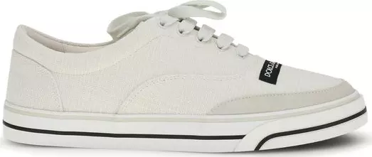 White Linen Low Top Sneakers