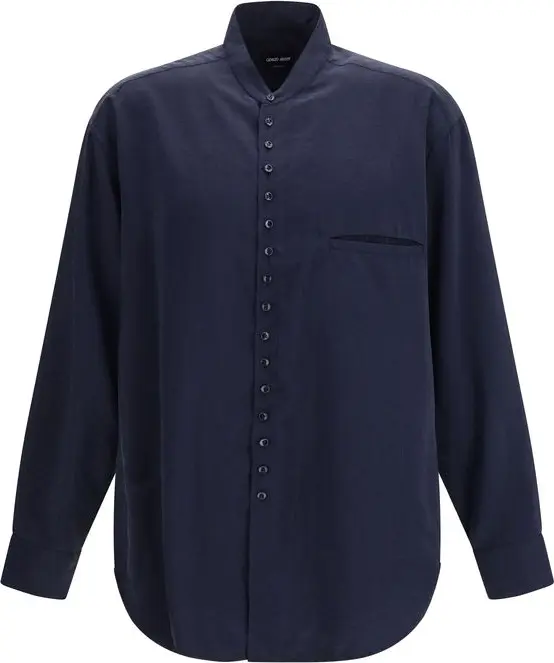 Blue Silk Dress Shirt