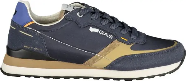 Blue Polyurethane Men Sneaker