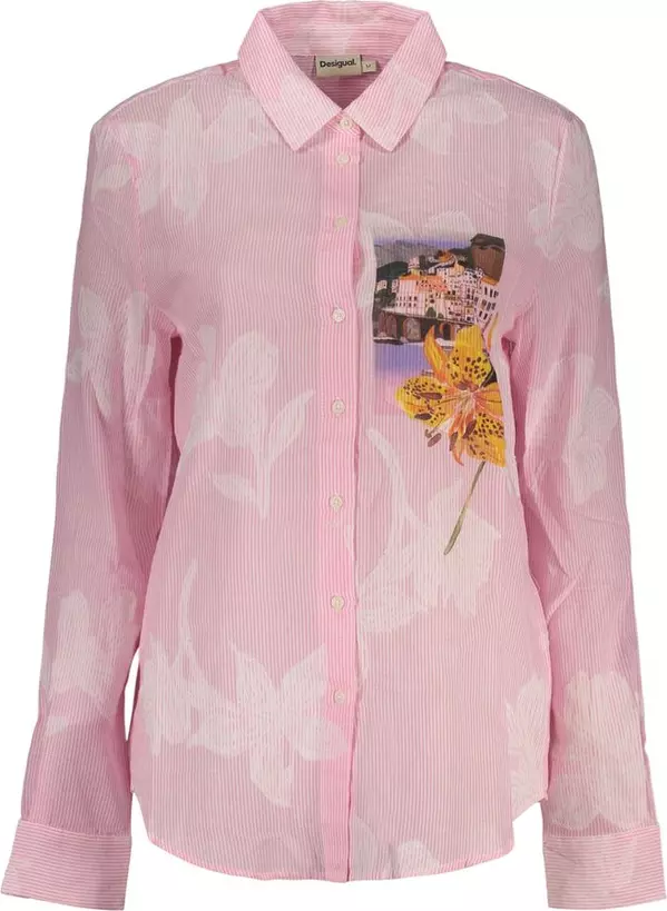 Pink Cotton Women Shirt