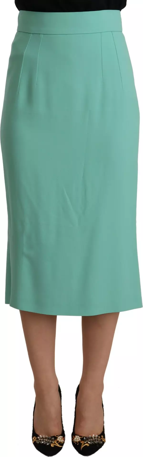 Mint Green Viscose Pencil Cut Midi Skirt