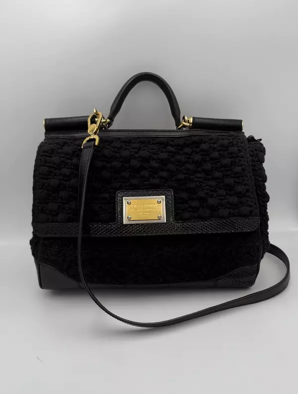 DOLCE & GABBANA Sicily Python and Macramé Handbag