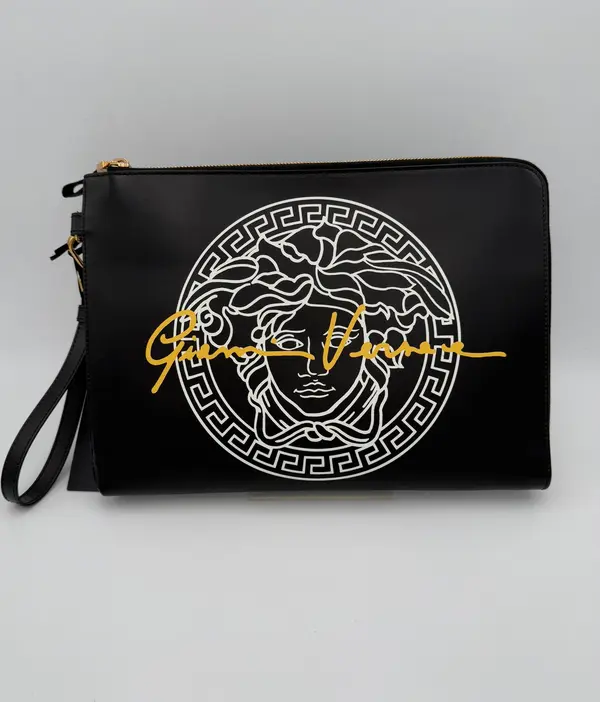 VERSACE LA MEDUSA Signature Leather Clutch
