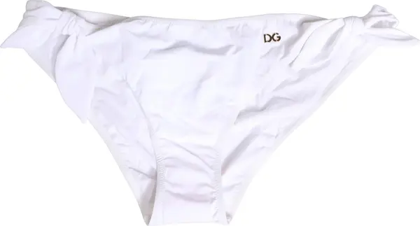 White Nylon DG Logo Plaque Bikini Bottom Swimwear