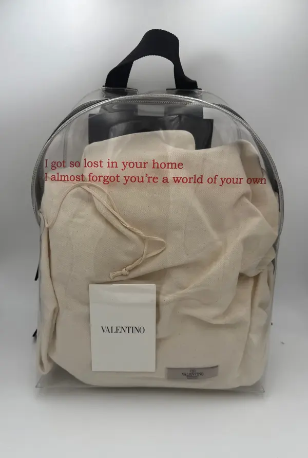 VALENTINO GARAVANI Leather and Transparent Plastic Backpack