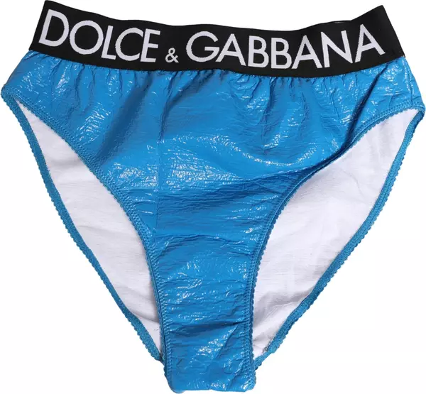 Blue Logo Waistband High Waist Brief Underwear