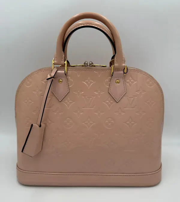 LOUIS VUITTON Alma MM Pink Patent Monogram Handbag