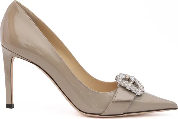 Taupe Grey Patent Leather Chery 85 Pumps