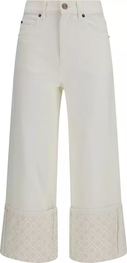 White Cotton Straight-Leg Jeans