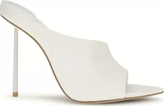 White Calf Leather Bos Taurus Stiletto Heel Sandals