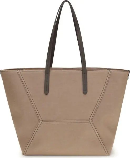 Beige Cotton Shoulder Bag