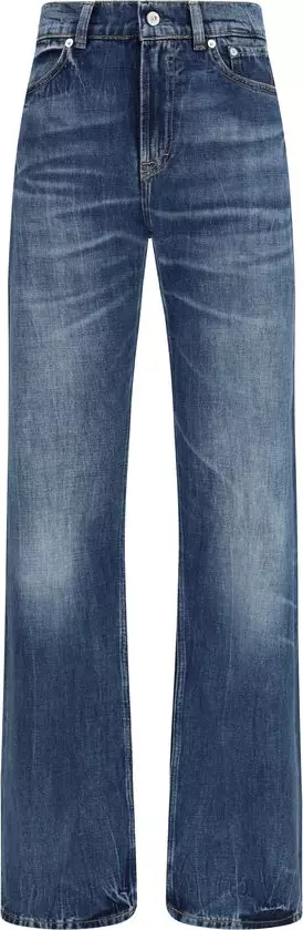 Blue Cotton Bootcut Jeans