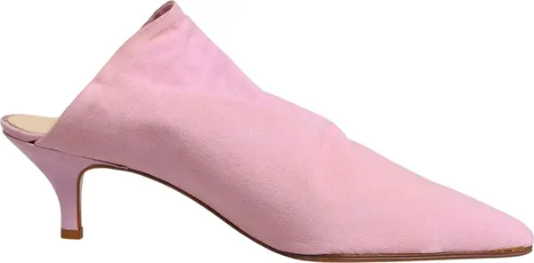 Pink Suede Heel Mule Shoes