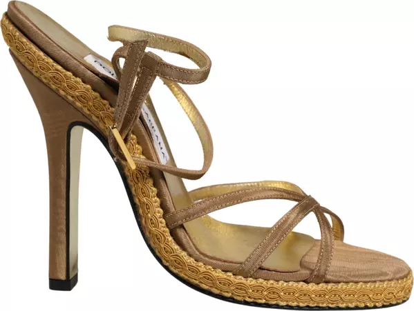 Brown Braided Ankle Strap Heels Sandals Shoes