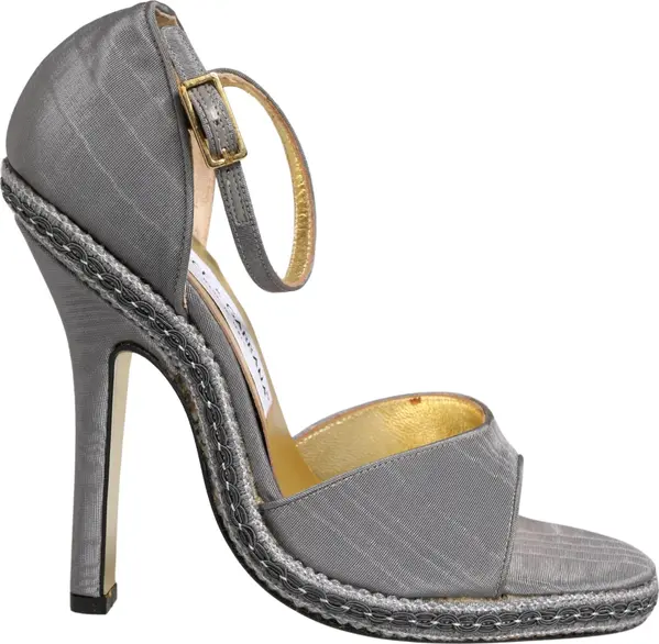 Gray High Heeled Sandals Ankle Strap Shoes