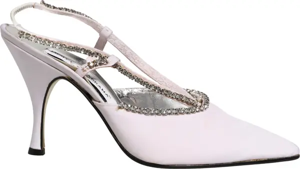 White Strass Crystal Slingbacks Pumps Shoes