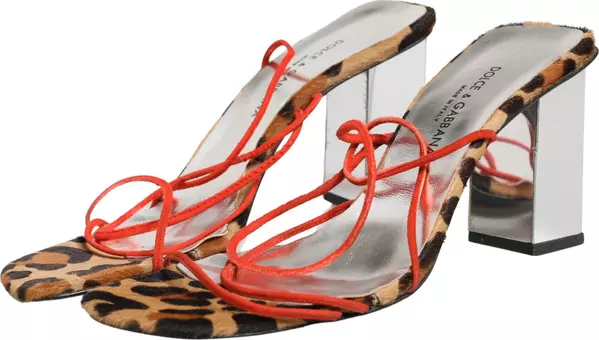 Multicolor Leather Block Heels Sandals Shoes