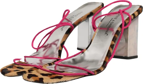 Multicolor Leather Block Heels Sandals Shoes