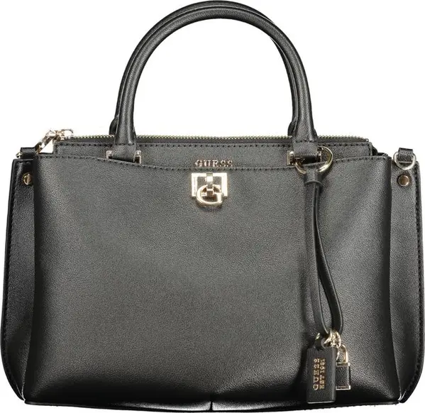 Black Polyurethane Women Handbag