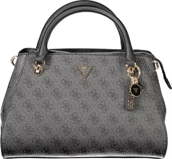 Black Polyurethane Women Handbag