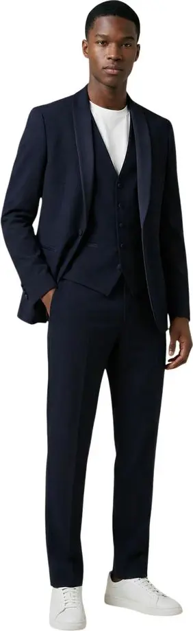 Blue Polyester Three-Piece Suit