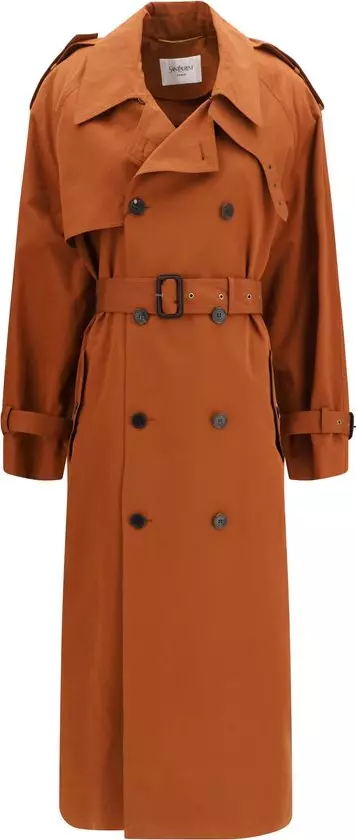 Brown Cotton Trench Coat