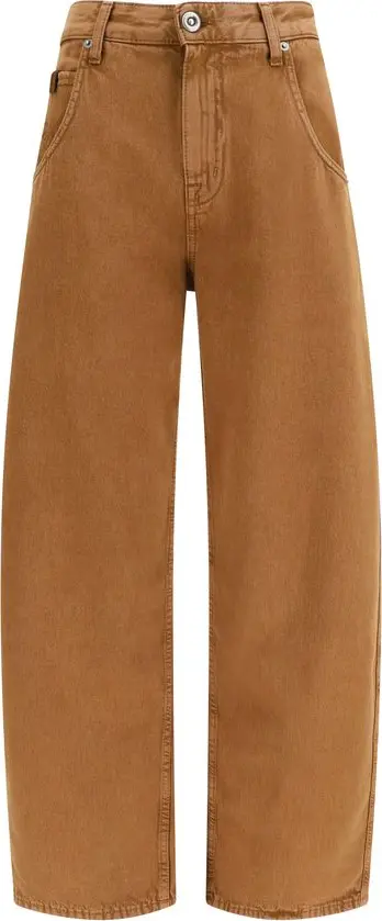 Brown Cotton Relaxed Fit Jeans