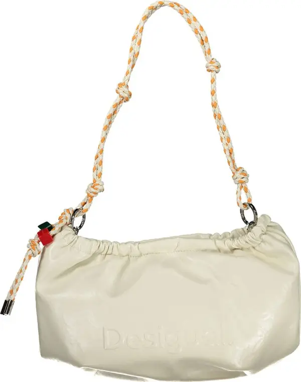 Ecru Polyurethane Women Handbag