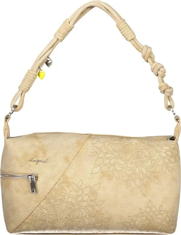 Beige Polyurethane Women's Shoulder Bag